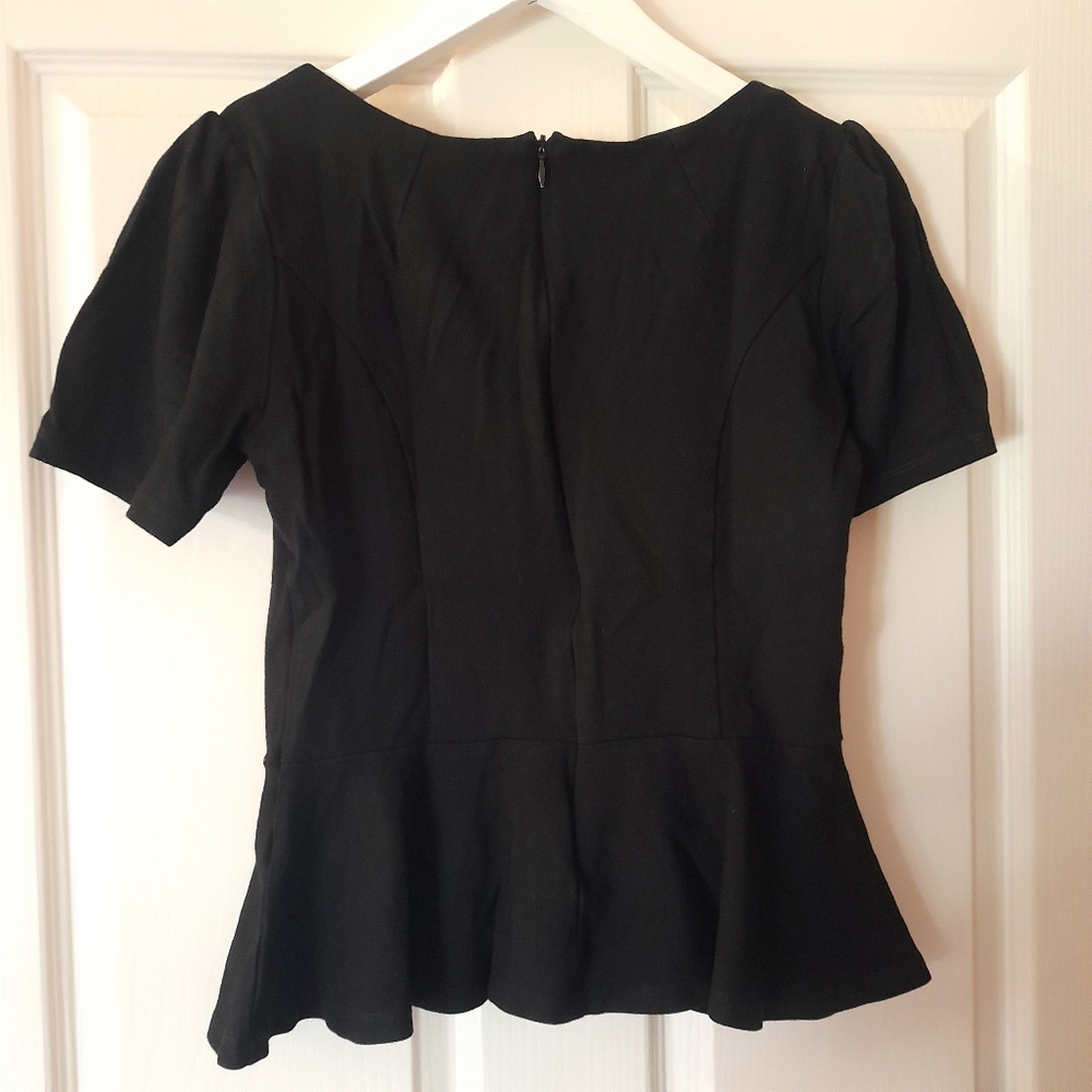 Glassons Peplum Black Top Size 8 - Picture 4 of 6